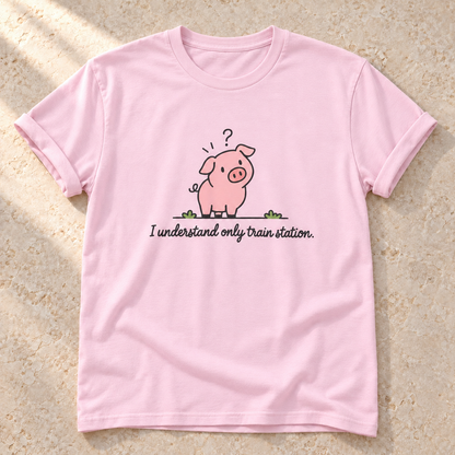 I Understand Only Train Station. – Unisex Schwein-T-Shirt in Light Pink