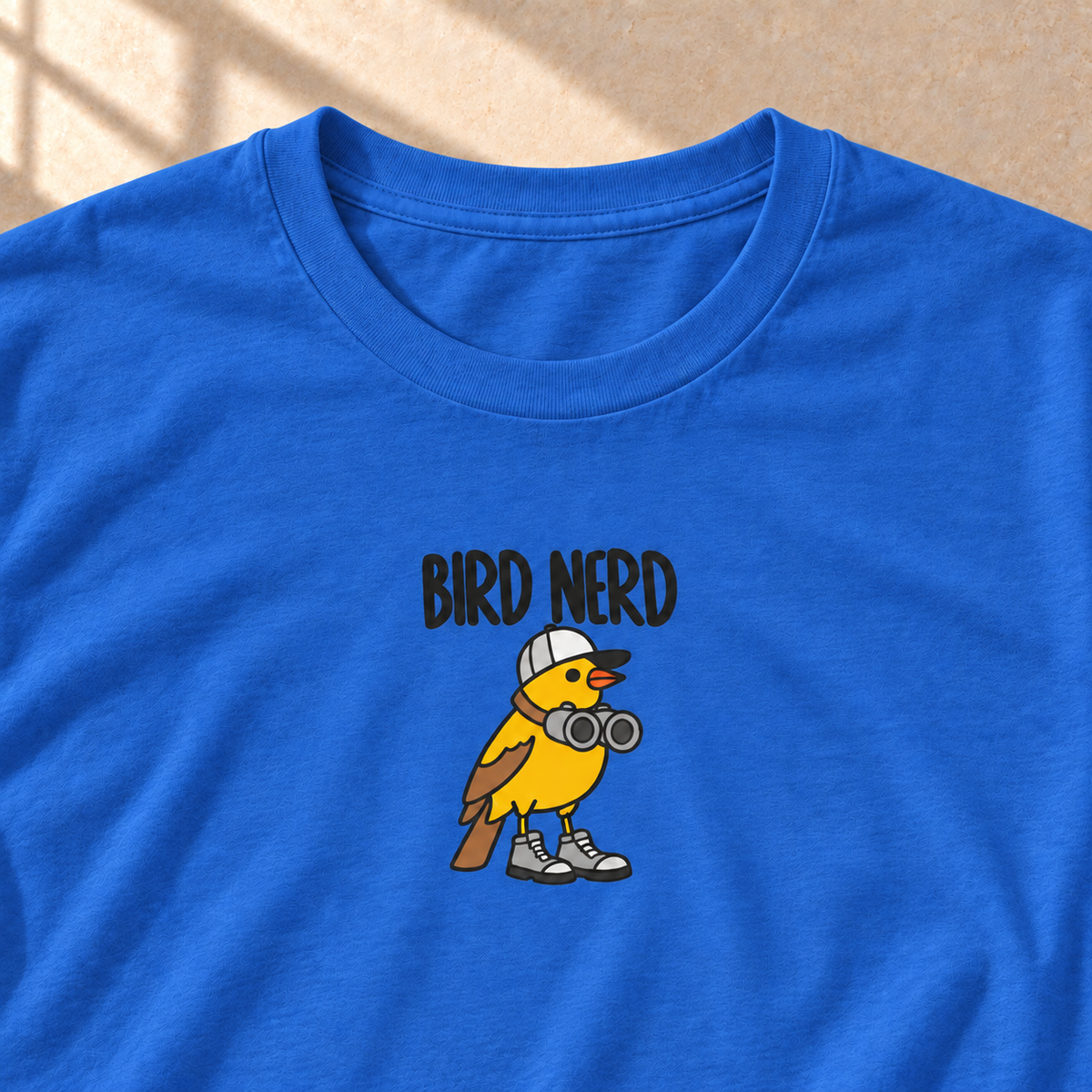 Bird Nerd – T-Shirt für Vogelfans, Royalblau, Motiv und Stoff im Detail | color:royal
