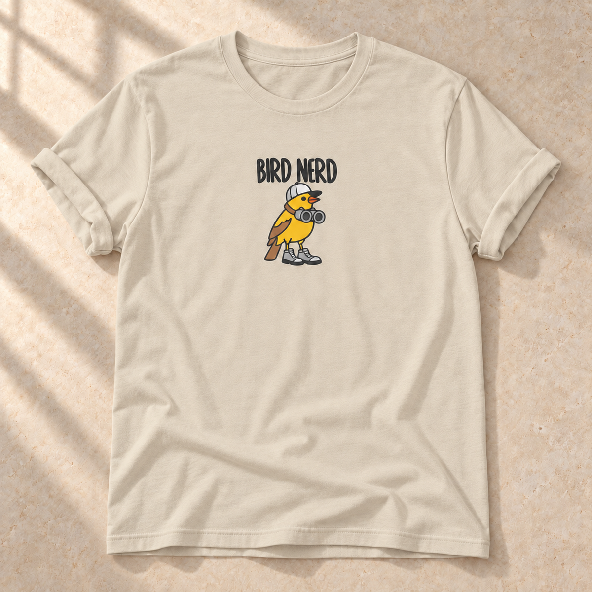 Bird Nerd – T-Shirt für Vogelfans, Sand, Gesamtansicht | color:sand